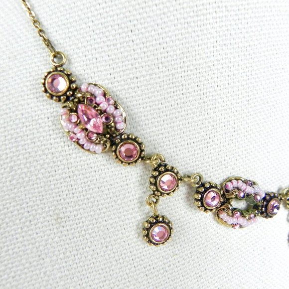 Pink Crystal Beaded Boho Necklace - Picture 3 of 7